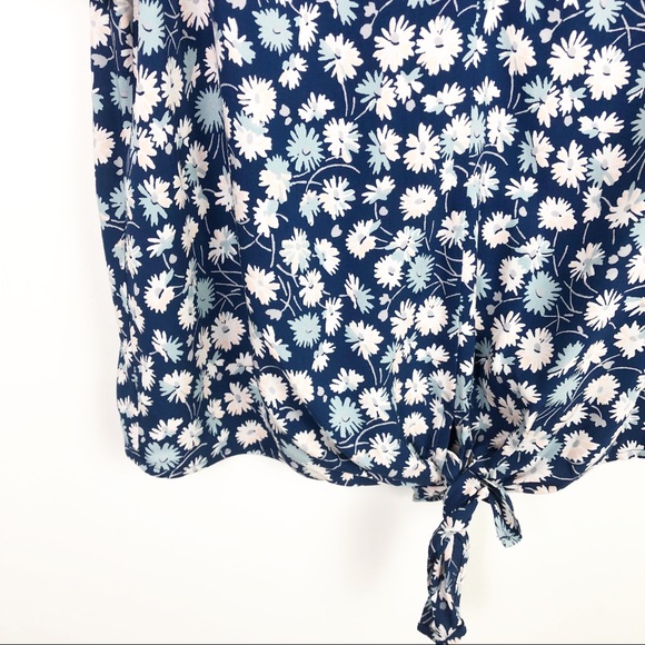 Madewell Novel Tie-Front Top in French Floral Blue - Picture 5 of 11